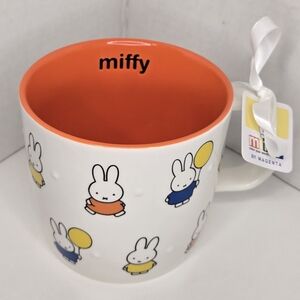 NWT Miffy Mug By Magenta Orange Interior White With Balloons Yellow Orange Blue